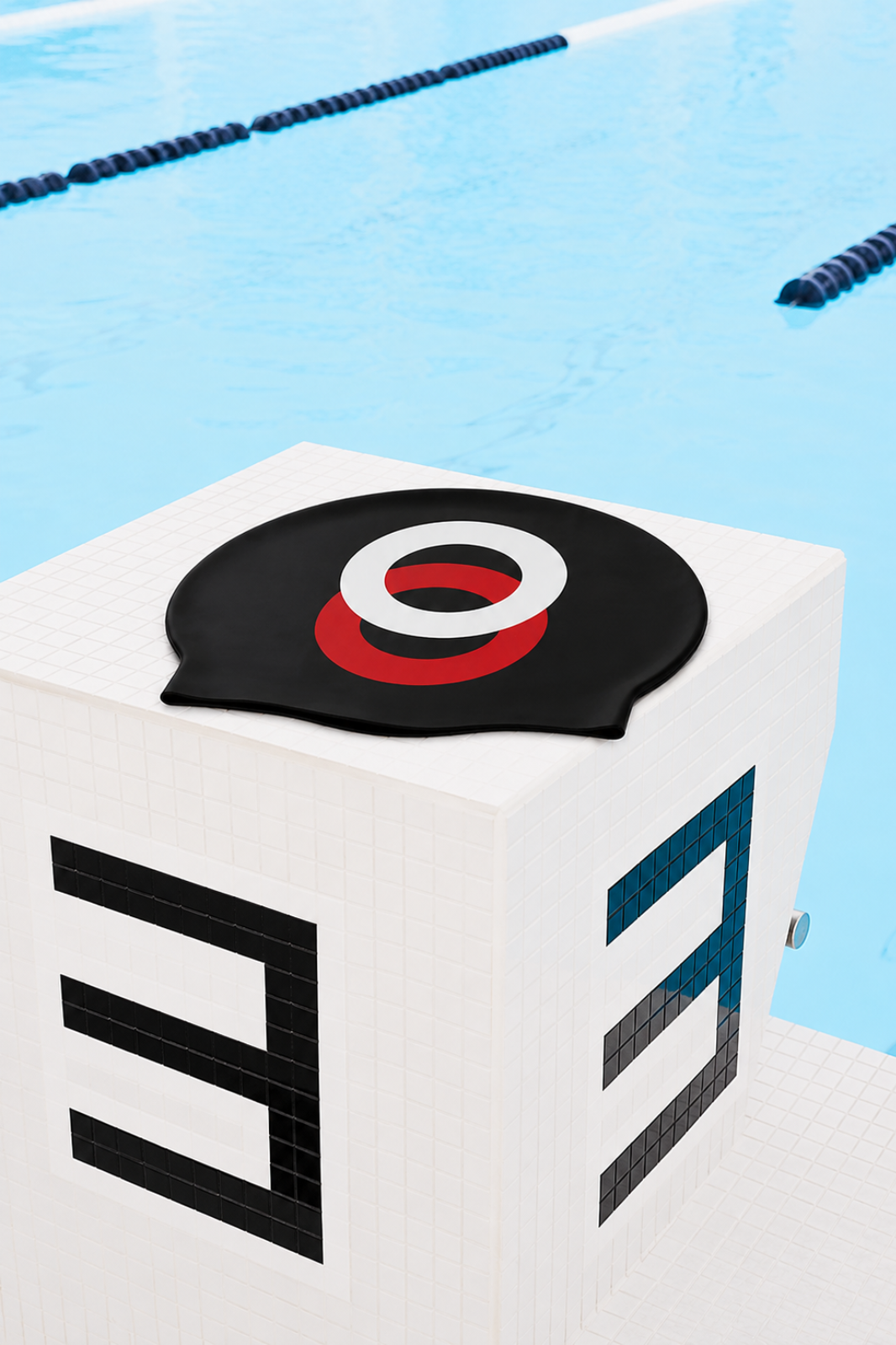 Swimcap Logo Noir Rouge Blanc